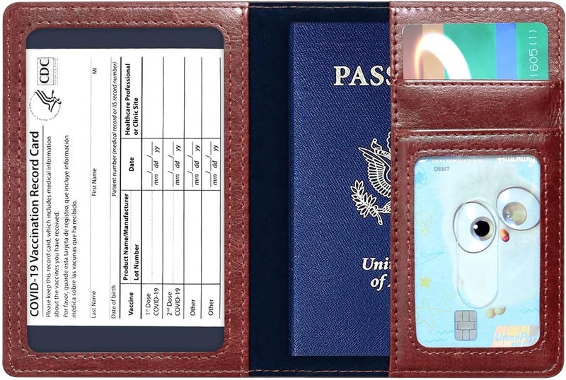 KAOBAN Passport Holder Cover Wallet Case RFID Blocking Leather Card Slot Travel Accessories Documents Organizer Protector for Women Men, Brown - Image 4
